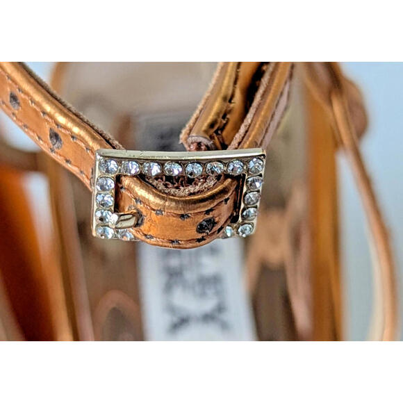 Badgley Mischka Ivanka Gold Strappy Heels Sz 6~ 3.5" Block Heel Open Toe Club - Picture 6 of 9